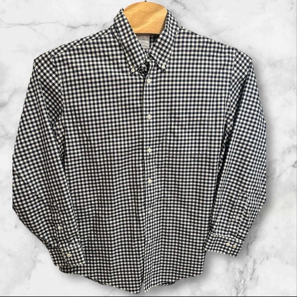 Brooks Brothers Regent XL Blue Gingham Check Long Sleve 100% Cotton Button Down